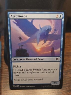 Aeromoeba Blue Creature Card — Magical Flying Elemental